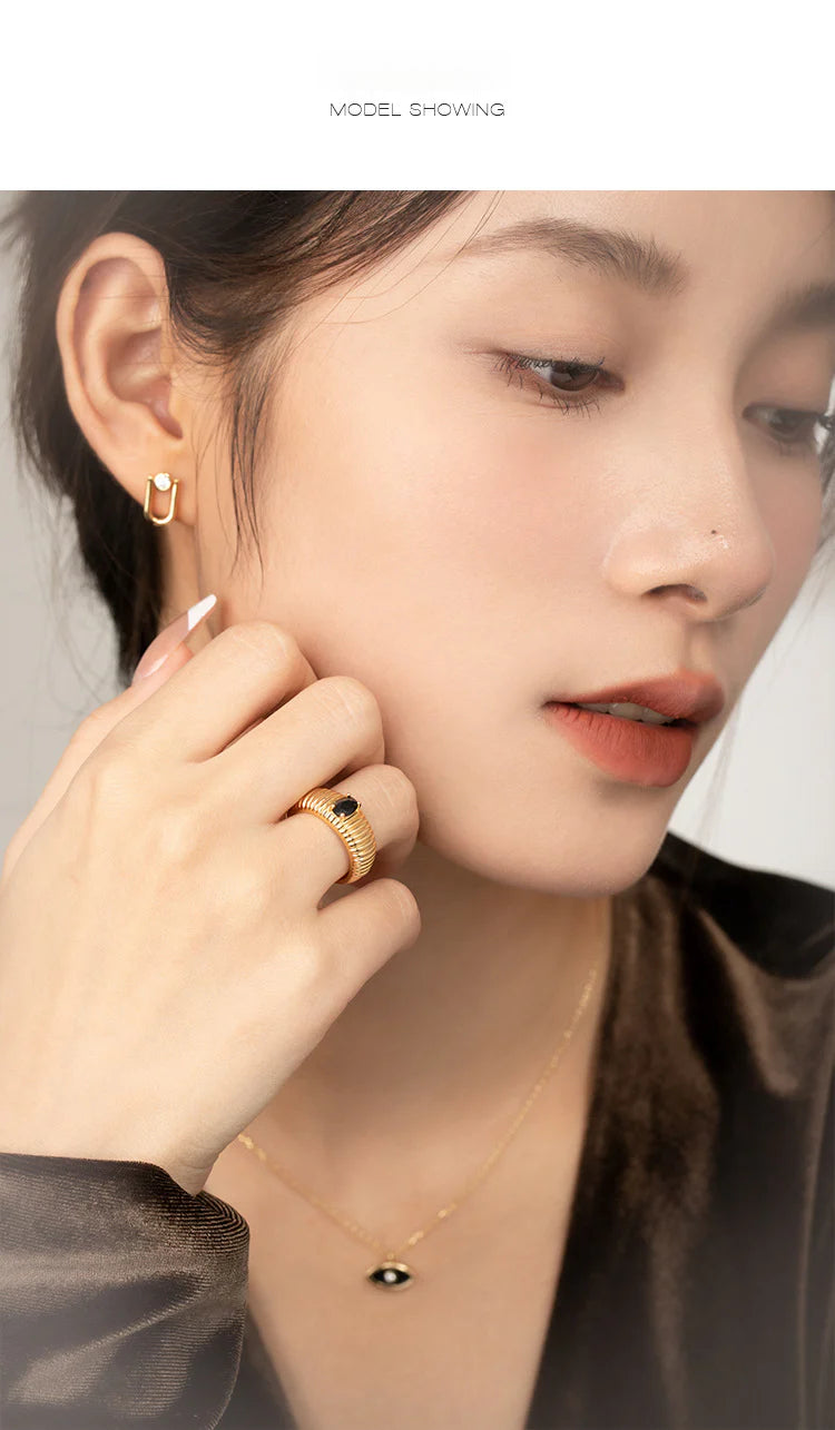 Copper Alloy Synthetic Zircon Ring Elegant Lazy Light Luxury Simple Personality Design Southern France Series Ring Gold Necklace Davidgold necklace david003