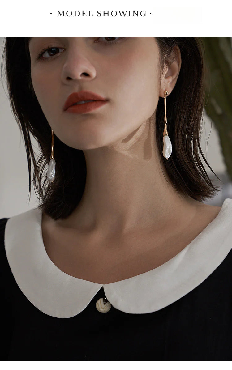 Baroque Pearl Earrings for Women 2021 New Trend Retro French Style Long Face Slimming Round Face Earrings Studs Gold Necklace Davidgold necklace david001