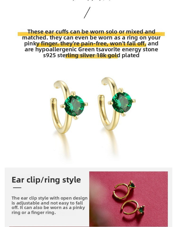 925 Silver Imitation Crystal Earrings Non-Pierced Women Super Fairy Temperament French Ear Hooks High-End Side Ear Bone Clips Jewelry Davidjewelry david