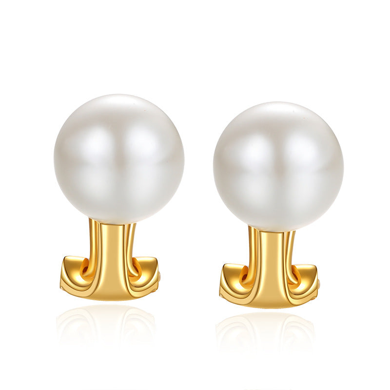 Pearl Ear Clips for Women Without Pierced Ears, Vintage Style, Simple Earrings, French High-end Feel, Ear Bone Clip-on Earrings, Jewelry Gold Necklace Davidjewelry gold necklace david001