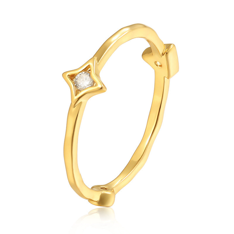 Titanium Steel Synthetic Zircon Ring Fashionable Personality New Light Luxury High-end Vintage Niche Design Ring Gold Necklace Jewelrygold necklace jewelry003