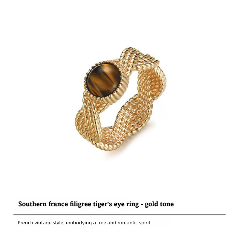 Copper Alloy Ring French Minimalist Braided Fashion Light Luxury Design Sense Ring Index Finger Ring Jewelry Gold Necklace Davidjewelry gold necklace david003