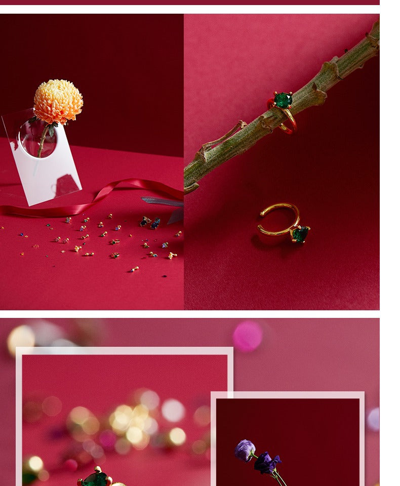 925 Silver Imitation Crystal Earrings Non-Pierced Women Super Fairy Temperament French Ear Hooks High-End Side Ear Bone Clips Jewelry Davidjewelry david