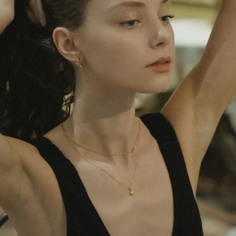 Necklace for Women Light Luxury S925 Silver Niche Jewelry Heart Pendant Collarbone Chain Gift for Girlfriend Jewelry Gold Necklacejewelry gold necklace002