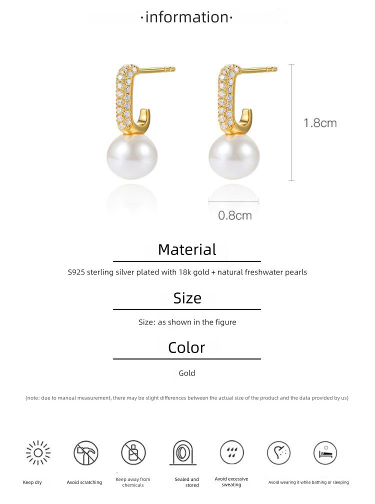 High-end Design Pure Silver Light Luxury Elegant Earrings Studs for Women Natural Pearl Ear Jewelry001