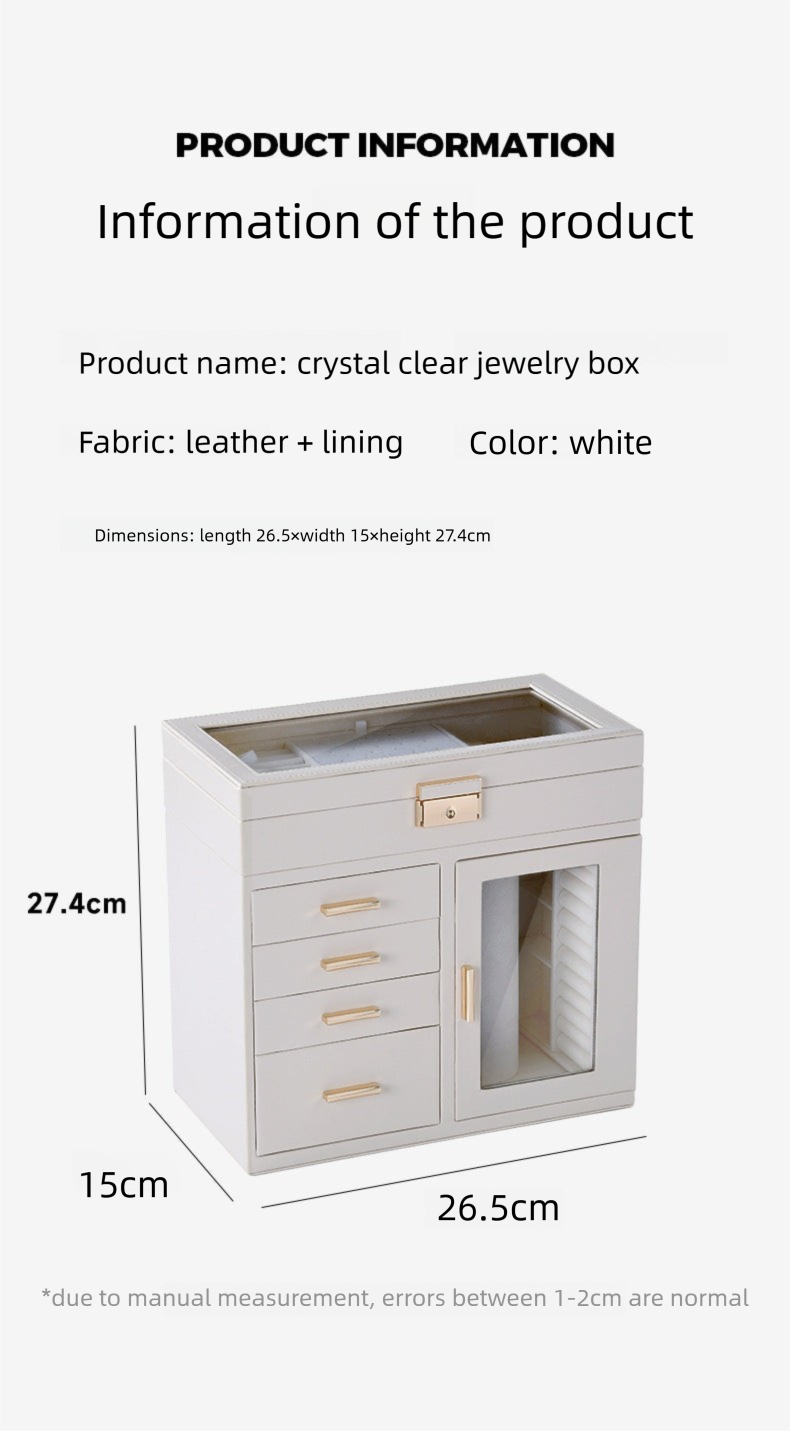 Cross-Border Direct Supply Korean Style Leather Transparent Openable Jewelry Storage Box Multi-Layer Necklace Ring Jewelry Box Jewelry Gold Necklace David Tiffanyjewelry gold necklace david Tiffany