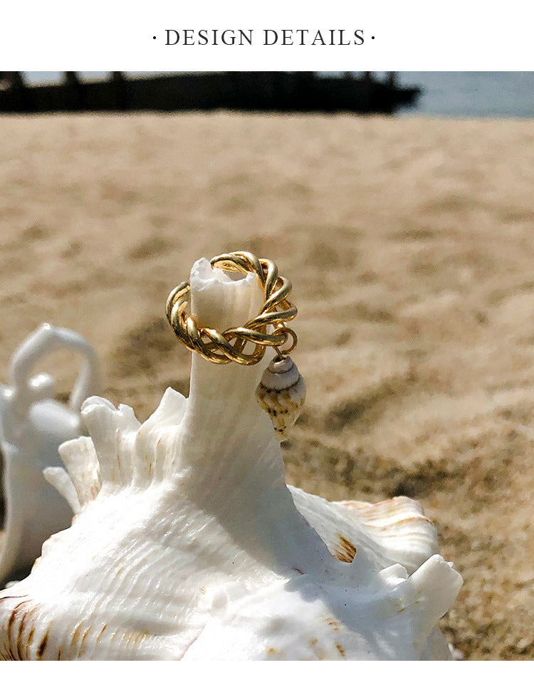 Copper Alloy Earrings Conch Ear Clip Female No Ear Piercing Earrings Unique Design french Ear Bone Clip Gold Necklace David Jewelrygold necklace david jewelry001