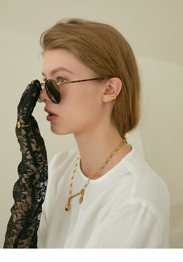 Clip-on Earrings Without Piercing Vintage French Style High-end Side Ear Bone Clip Gold Necklace David David Gold Necklace Jewelrydavid gold necklace jewelry