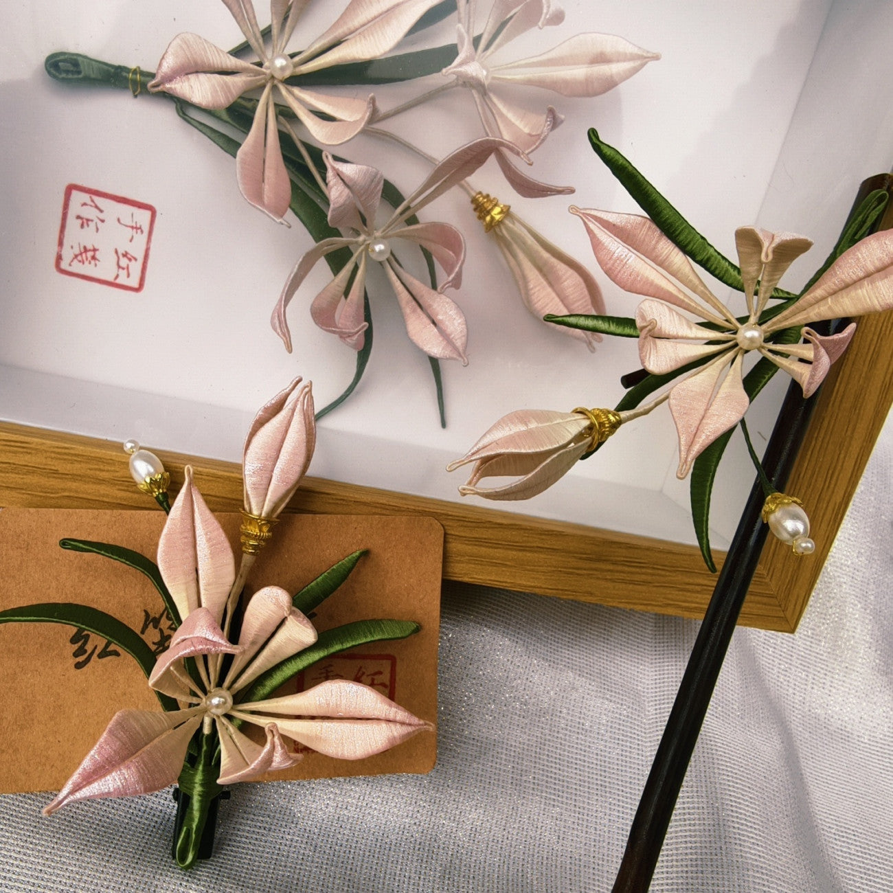 Chinese Intangible Cultural Heritage Handmade Flower Brooch Ancient Style Hair Accessory Hanfu Ornament Hairpin Hair Clip Orchid David Jewelry