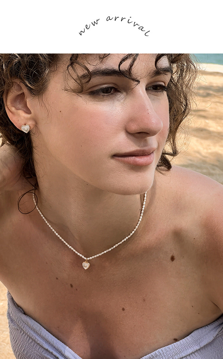 Heart-shaped Mother-of-Pearl Earrings High-end Pure Silver Earrings Women's Jewelry Jewelry Davidjewelry david001