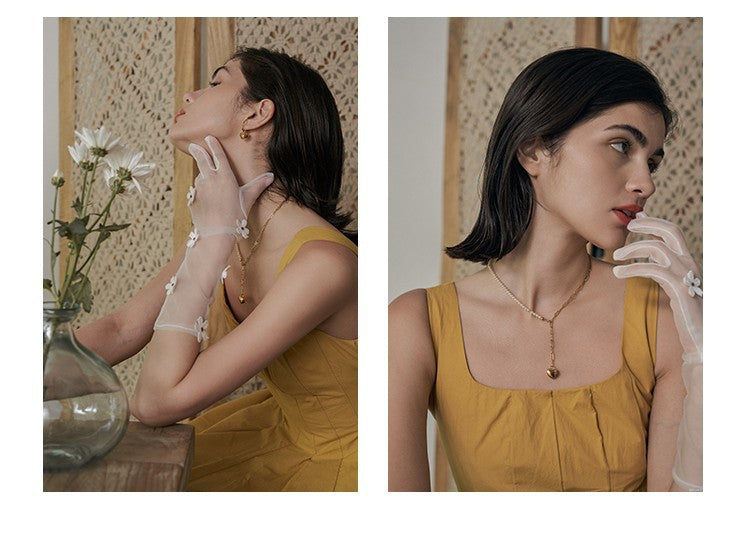 Heart Splicing Necklace Niche Design Light Luxury Choker High-end Collarbone Chain Gold Necklace David Jewelrygold necklace david jewelry002