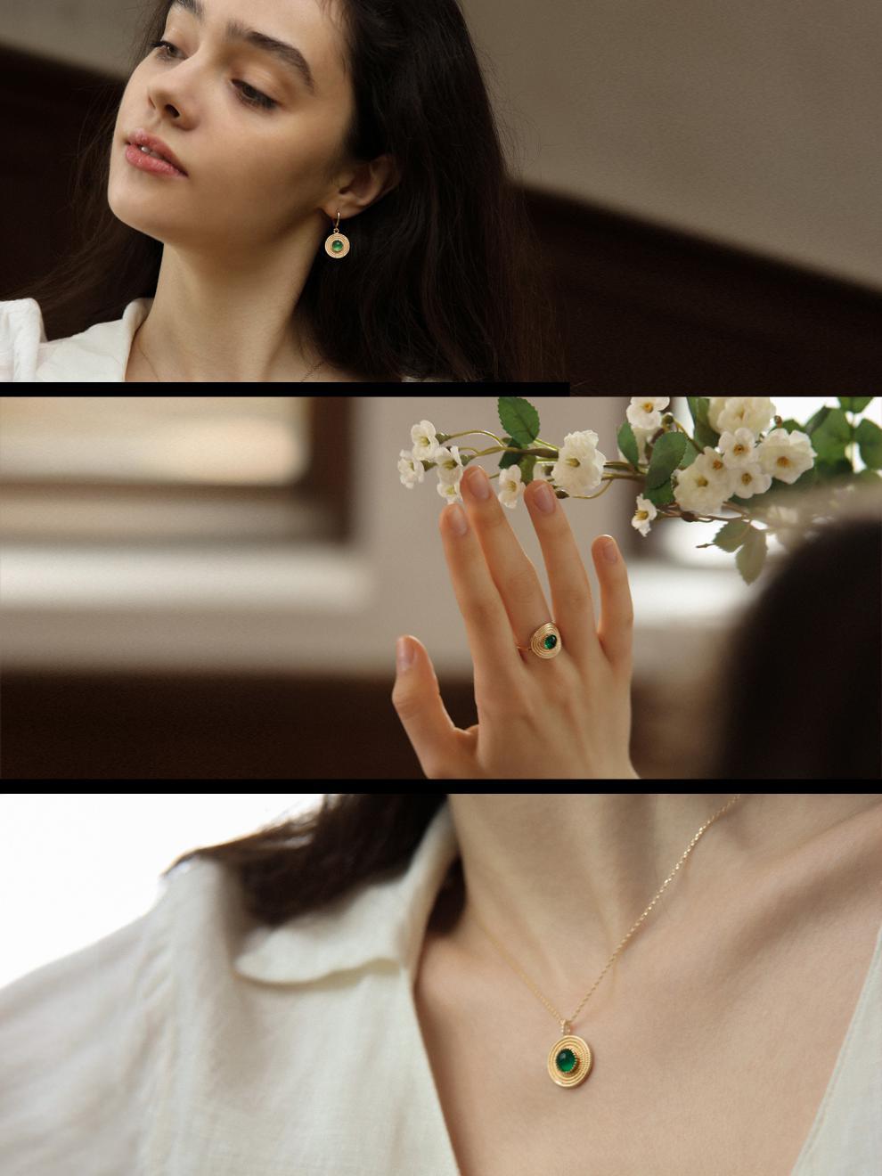 South French Straw Hat Three-Piece Set Ring (Open) Earrings Necklace Gold Necklace David Jewelry Jewelry Davidjewelry david001003