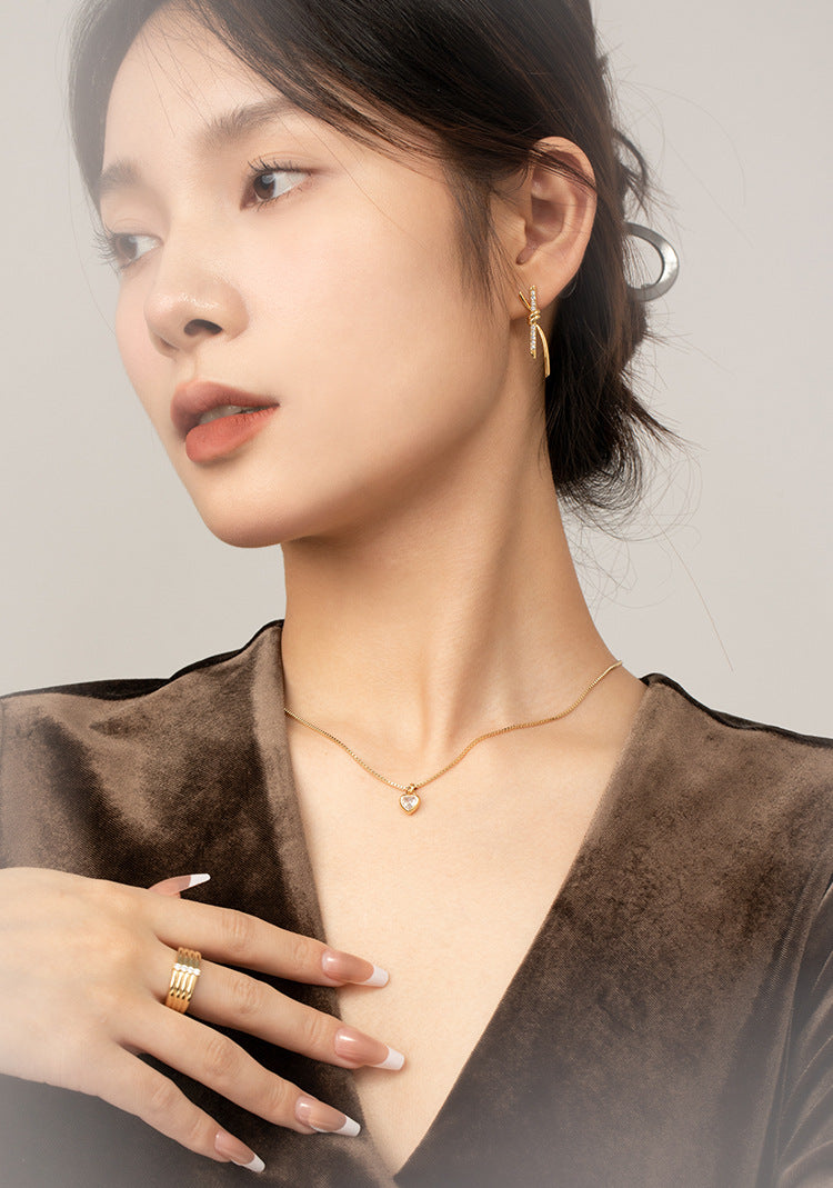 Copper Alloy Synthetic Zircon Earrings Earrings Elegant Niche Fashion Light Luxury Simple Design Versatile David Jewelrydavid jewelry001