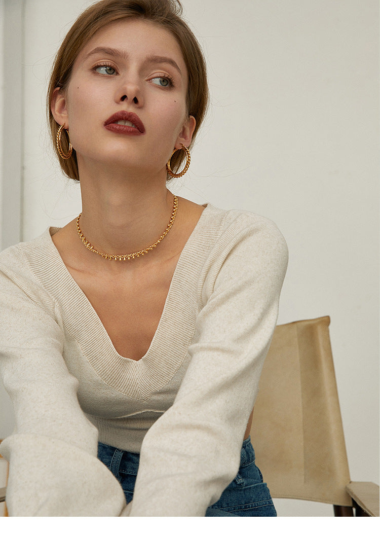 Titanium Steel Necklace Clavicle Chain High-end Jewelry Light Luxury Design Non-fading Short Choker Women's Necklace