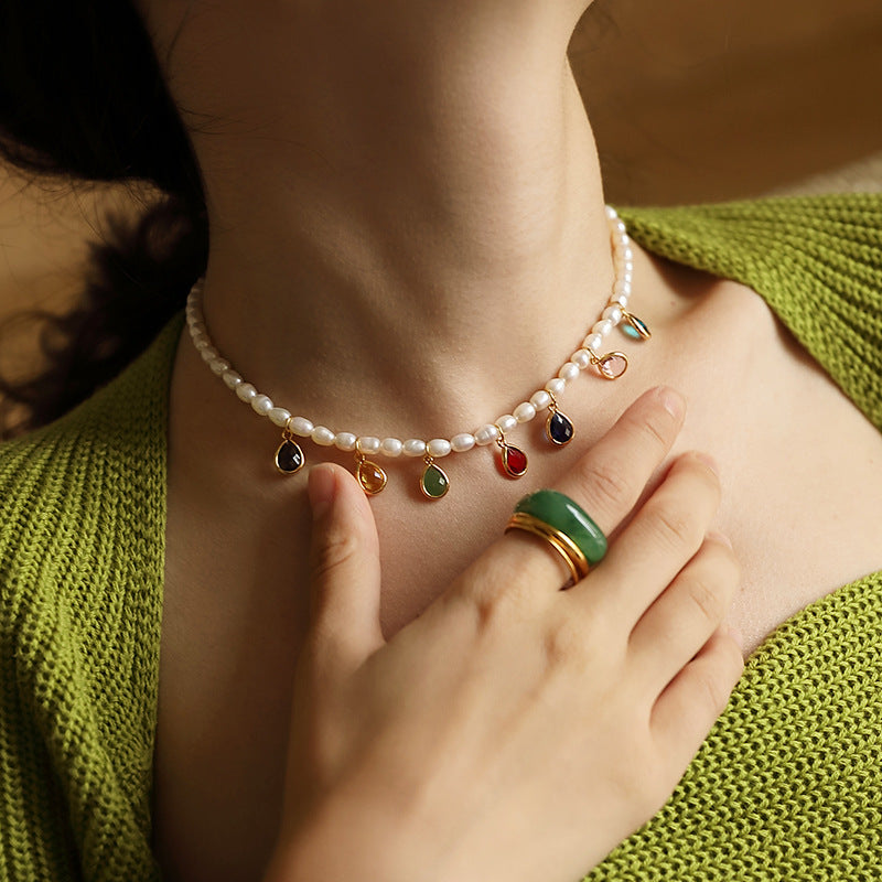 Pearl Choker Collarbone Chain Jewelry for Women, Fairy Vintage Sweater Necklace, Design Sense, Light Luxury Niche Brand Necklace, Jewelry Gold Necklacejewelry gold necklace002