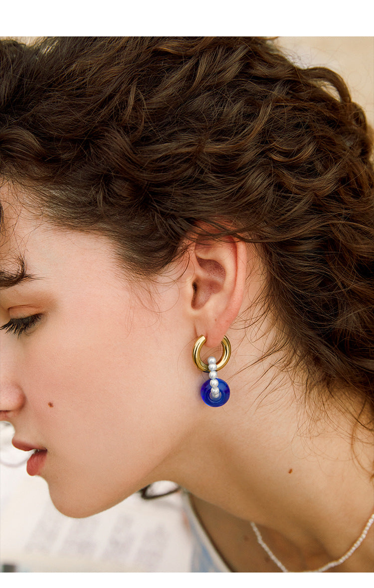 PN Glass Bead Earrings for Women Summer 2022 New Light Luxury Niche High-end French Style Earrings Small Exquisite Jewelry Jewelry David Gold Necklacejewelry david gold necklace001