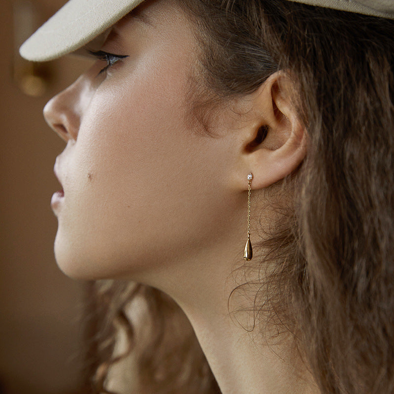 Titanium Steel Synthetic Zircon Earrings 2022 New Trendy Elegant Water Drop Long Earrings for Women Suitable for Round Faces David Jewelrydavid jewelry001