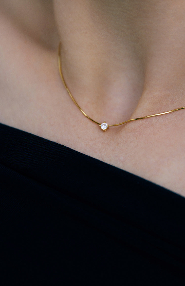 Chain 925 Silver Synthetic Zircon Silver Necklace Light Luxury Niche Minimalist Choker Petite Gold Collarbone Chain David Jewelrydavid jewelry002