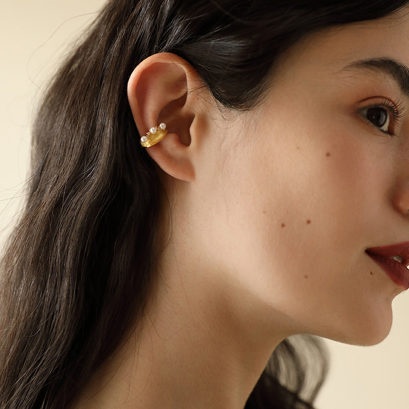 Copper Alloy Imitation Pearl Earrings French Clip-On Earrings Without Piercing Women's Earrings Studs Runaway Princess