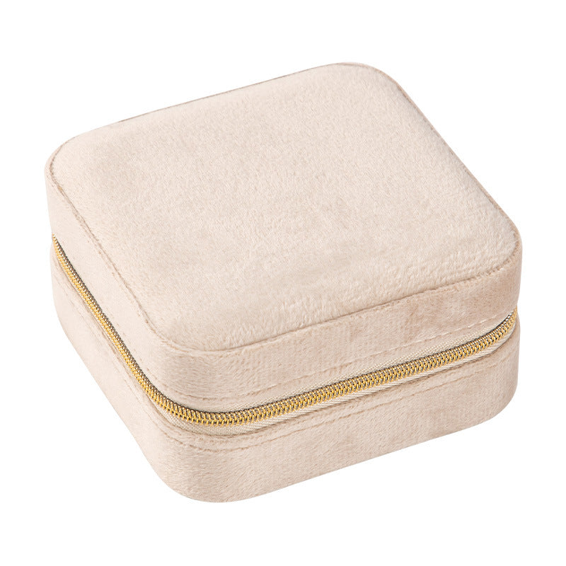 Christmas Gift High-end Velvet Jewelry Box Travel Portable Jewelry Box Earrings Necklace Ring Box Cross-border Jewelry Tiffany Gold Necklace Davidjewelry Tiffany gold necklace david