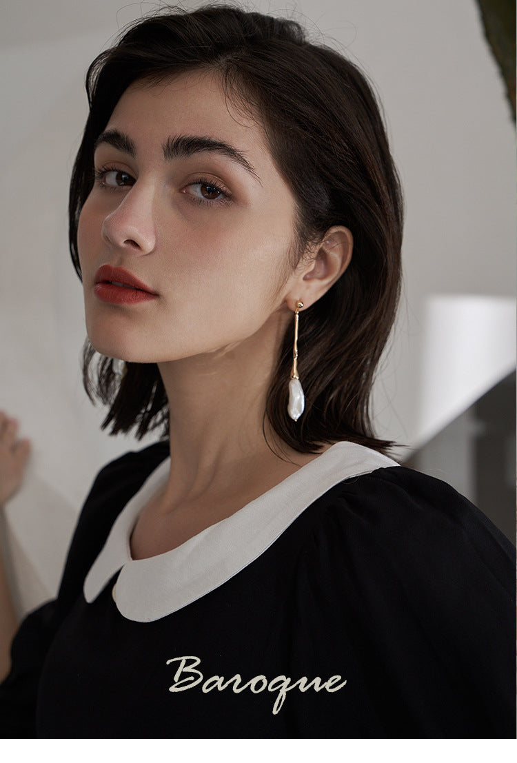 Baroque Pearl Earrings for Women 2021 New Trend Retro French Style Long Face Slimming Round Face Earrings Studs Gold Necklace Davidgold necklace david001