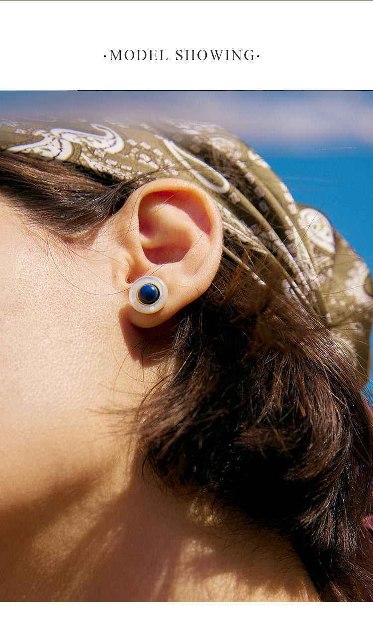 Sapphire Earrings High-end French Light Luxury Niche Design Earrings Ear Piercing Ear Bone Studs Vintage Earrings David Gold Necklacedavid gold necklace001