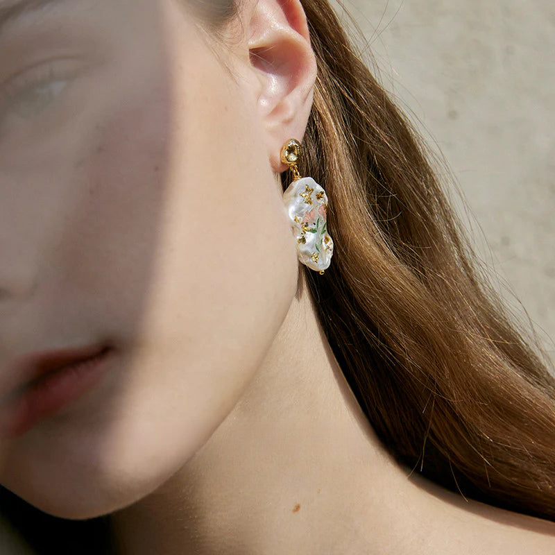 Copper Alloy Imitation Pearl Earrings Baroque Pearl Earrings High-end Light Luxury Style Vintage Pendant Earrings David Jewelry Gold 001Necklacedavid 001jewelry gold necklace001