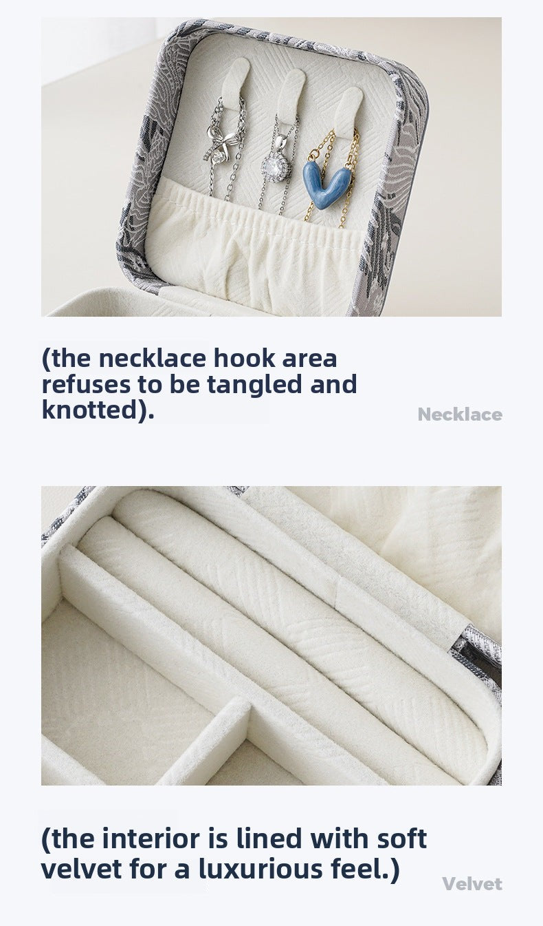 Source Manufacturer Vintage Exquisite Jewelry Box Storage Embroidery Portable Earrings Necklace Ring High-end Jewelry Box Bag Jewelry David Tiffany Gold Necklacejewelry david Tiffany gold necklace