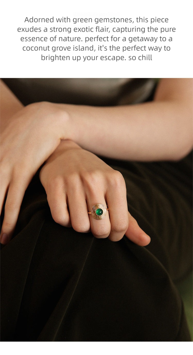 South French Green Agate Ring High-end Vintage Niche Ring David Gold Necklacedavid gold necklace003