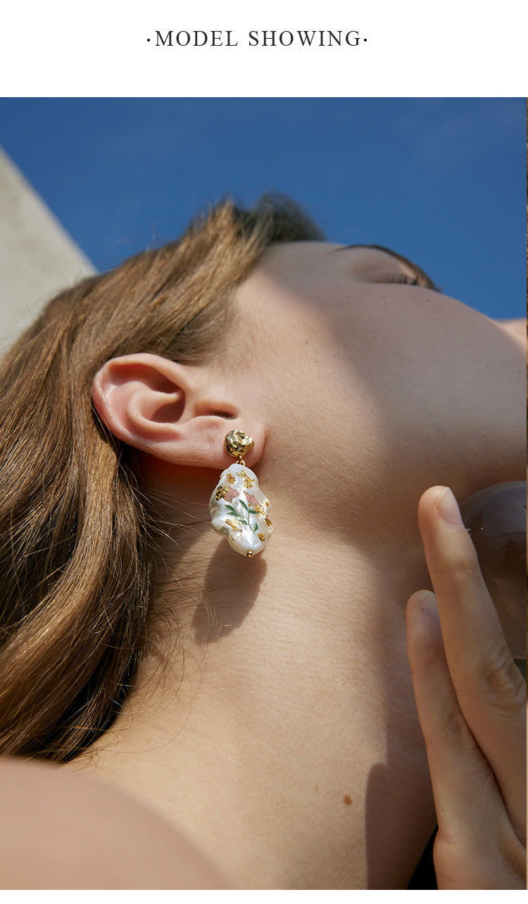 Copper Alloy Imitation Pearl Earrings Baroque Pearl Earrings High-end Light Luxury Style Vintage Pendant Earrings David Jewelry Gold 001Necklacedavid 001jewelry gold necklace001