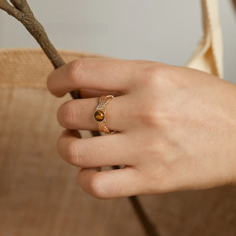 Copper Alloy Ring French Minimalist Braided Fashion Light Luxury Design Sense Ring Index Finger Ring Jewelry Gold Necklace Davidjewelry gold necklace david003