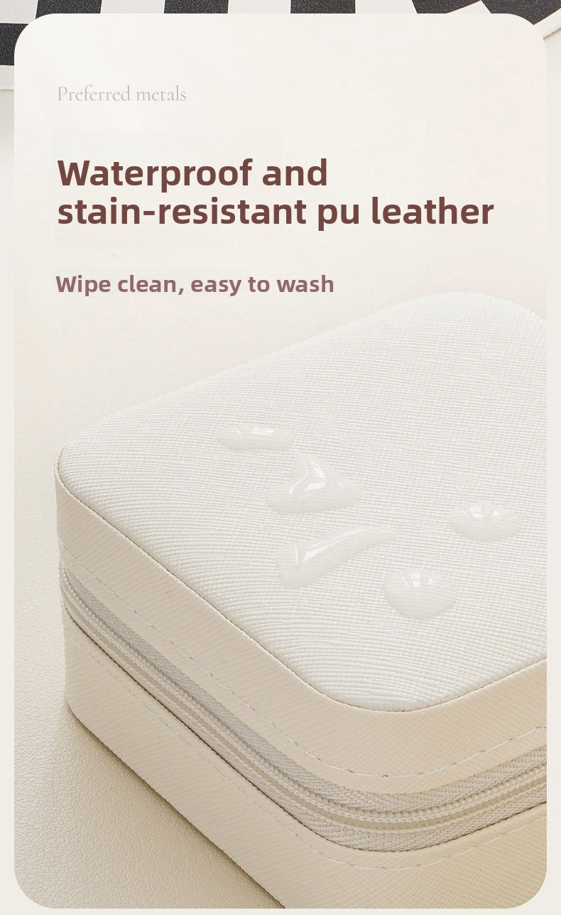 Cross-Border Direct Supply Jewelry Box Storage Box Pu Thickened Leather Necklace Ring Earrings Ring Storage Jewelry With Mirror Box David Gold Necklace Tiffany Jewelrydavid gold necklace Tiffany jewelry