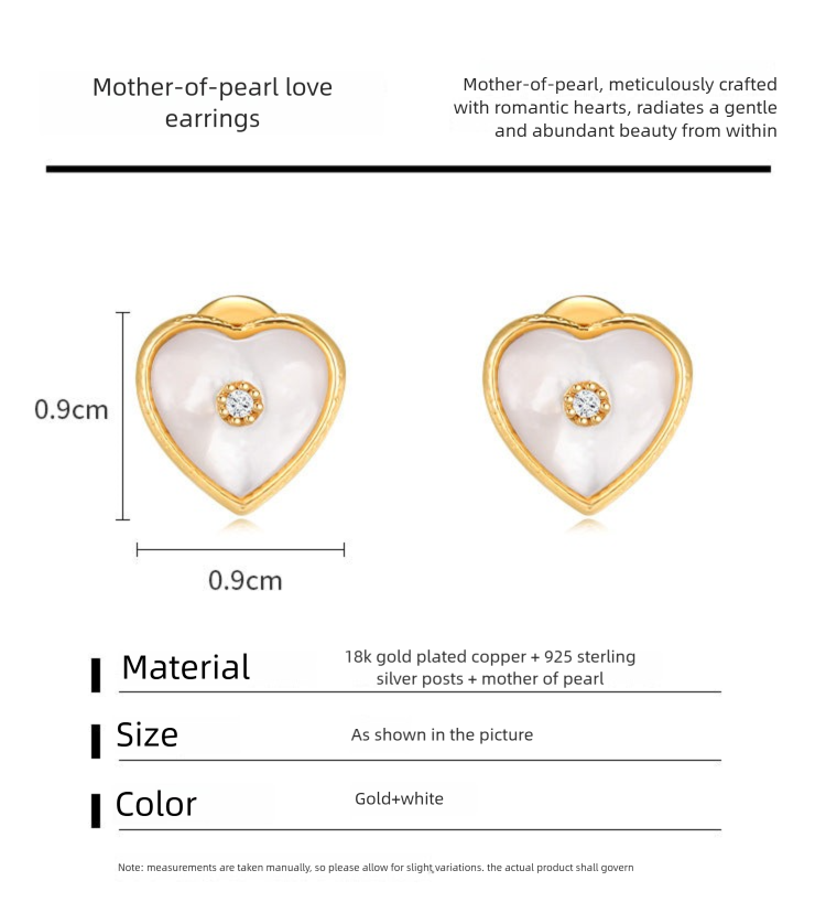 Heart-shaped Mother-of-Pearl Earrings High-end Pure Silver Earrings Women's Jewelry Jewelry Davidjewelry david001
