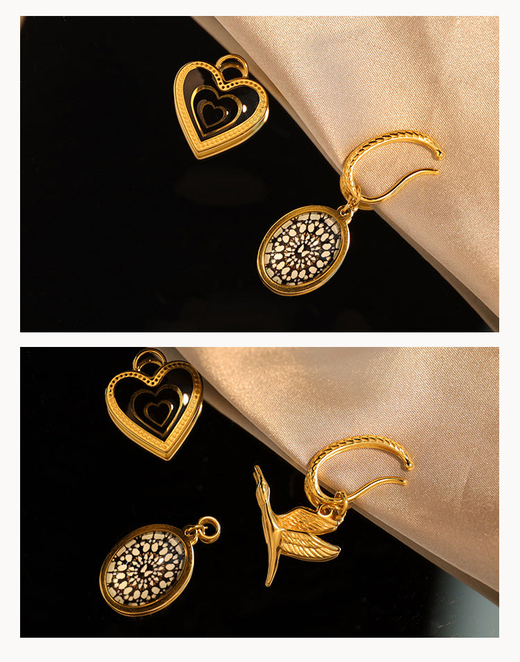 Titanium Steel Synthetic Zircon Pendant Ear Cuff Ear Hook Elegant Earrings Gold Coin Bracelet Necklace Pendant David Jewelrydavid jewelry001