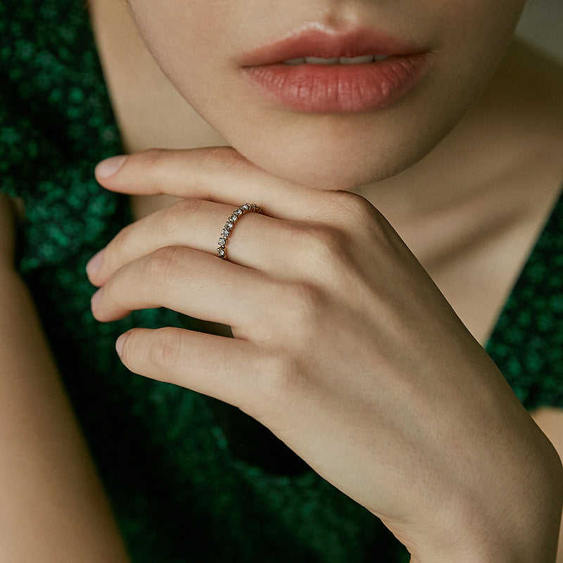 925 Silver Synthetic Zircon Ring Ring Women Ins Trendy Fashion Personality Niche Design Minimalist Style Gold Necklace Jewelry Davidgold necklace jewelry david003