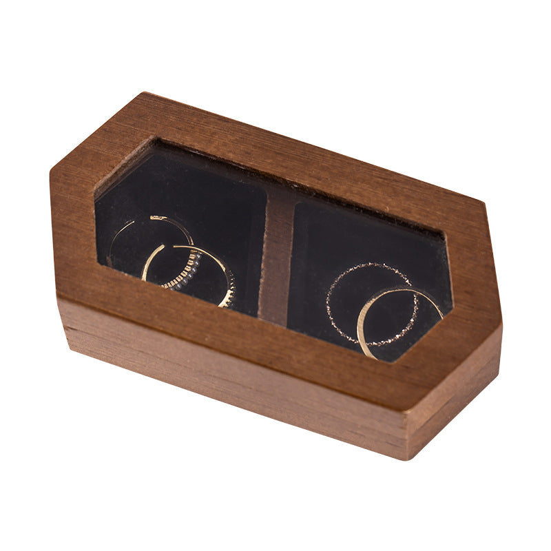 Manufacturer Direct Supply Jewelry Box Wooden Portable Small High-end Ring Earring Jewelry Walnut Solid Wood Jewelry Storage Box David Gold Necklace Jewelry Tiffanydavid gold necklace jewelry Tiffany