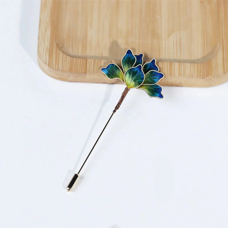 Chinese Handmade Intangible Cultural Heritage Filigree Velvet Flower Brooch National Style New Chinese Style Accessories Chinese Style David Gold Necklace Yurman