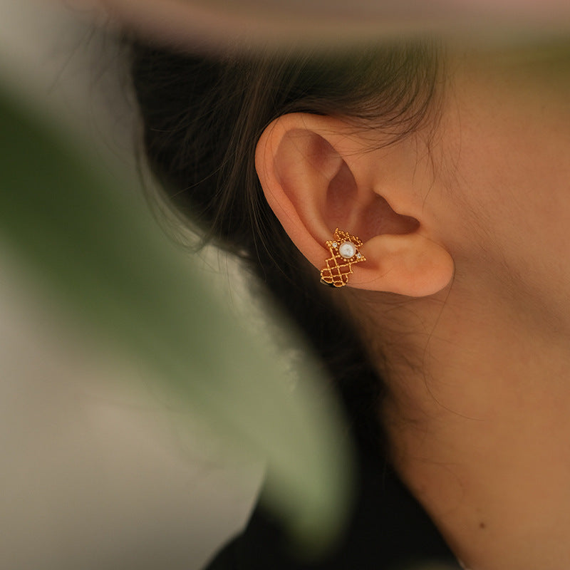 Copper Alloy Earrings Ear Clips 2022 New Trendy Women Painless French Retro Earrings Non-Pierced Ear Hooks David Gold Necklacedavid gold necklace005