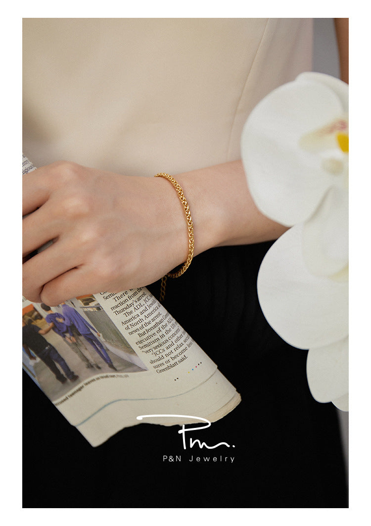 Brass Alloy Bracelet French Light Luxury Retro Design Fashion Simple Versatile Bracelet Bangle