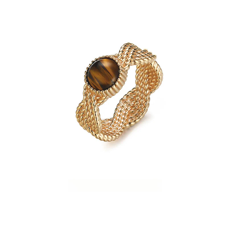 Copper Alloy Ring French Minimalist Braided Fashion Light Luxury Design Sense Ring Index Finger Ring Jewelry Gold Necklace Davidjewelry gold necklace david003