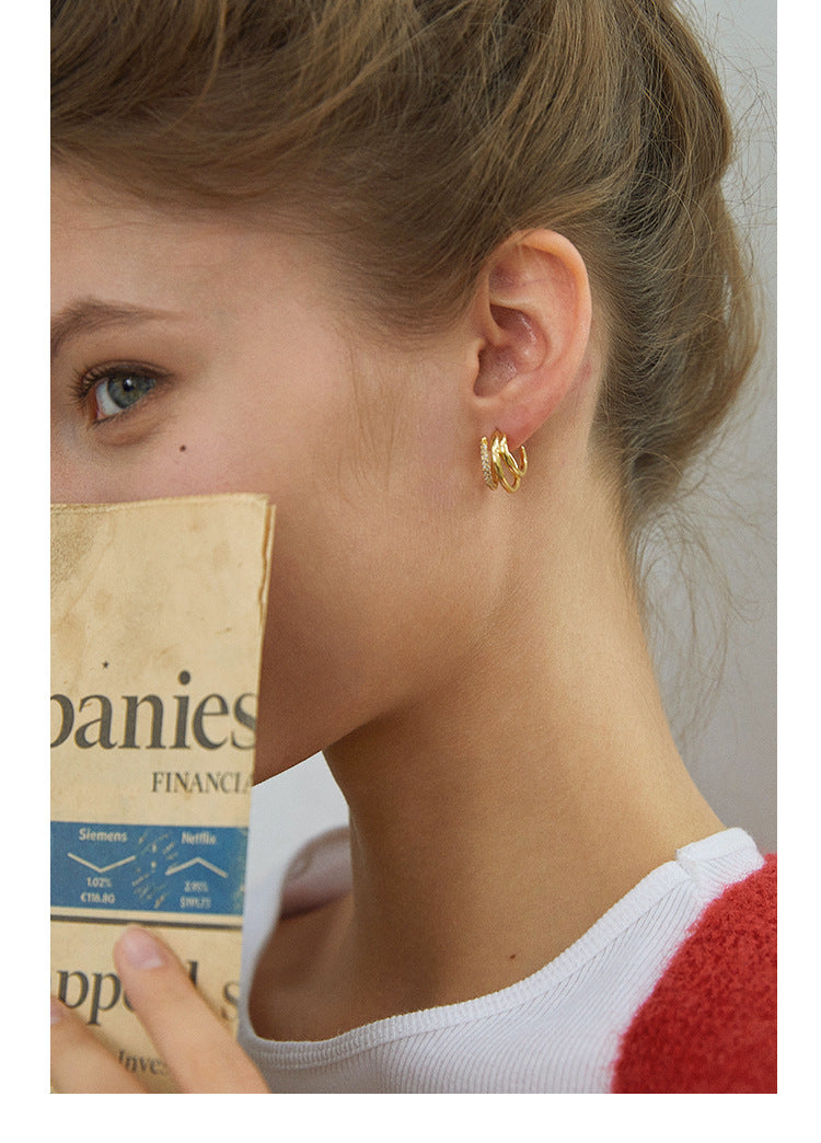 Copper Alloy Synthetic Zircon Earrings French Retro Style Elegant Earrings Design High-end Earrings Studs David Gold Necklacedavid gold necklace001