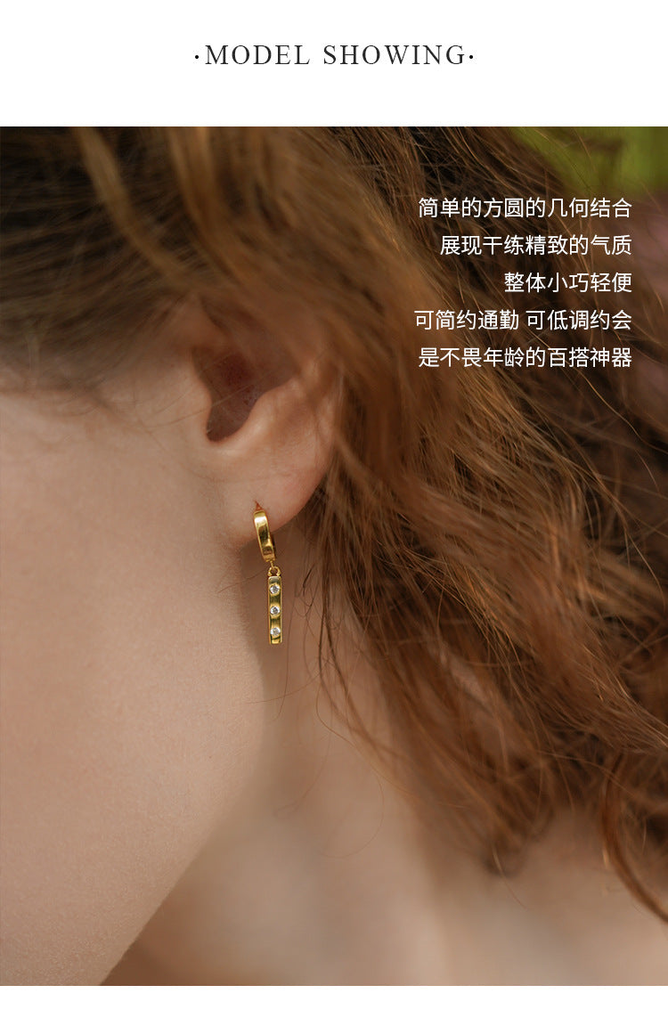 New Trendy High-end Feel Pure Silver Earrings French Light Luxury Niche Hoop Earrings