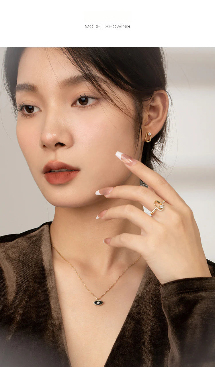 Synthetic Zircon Ring Made of Copper Alloy Gold Ring Light Luxury Inlaid Fashion Simple Adjustable Diamond-encrusted Niche Gold Necklace Jewelrygold necklace jewelry003