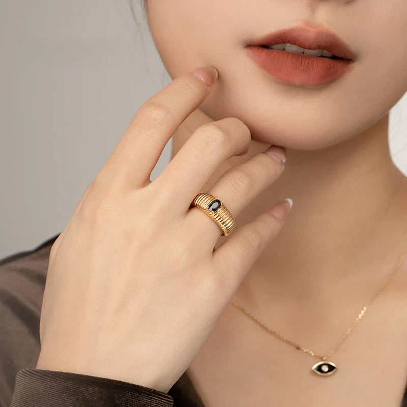 Copper Alloy Synthetic Zircon Ring Elegant Lazy Light Luxury Simple Personality Design Southern France Series Ring Gold Necklace Davidgold necklace david003