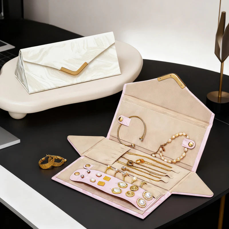 davidCross-Border Direct Supply Jewelry Box Luxury Foldable Jewelry Box Earrings Rings Necklaces Storage Jewelry Glasses Storage Box