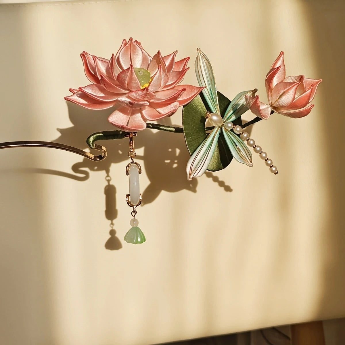 Handmade Twisted Thread Lotus Dragonfly Hairpin Chinese ICH Jewelry Heritage Collection Jewelry David