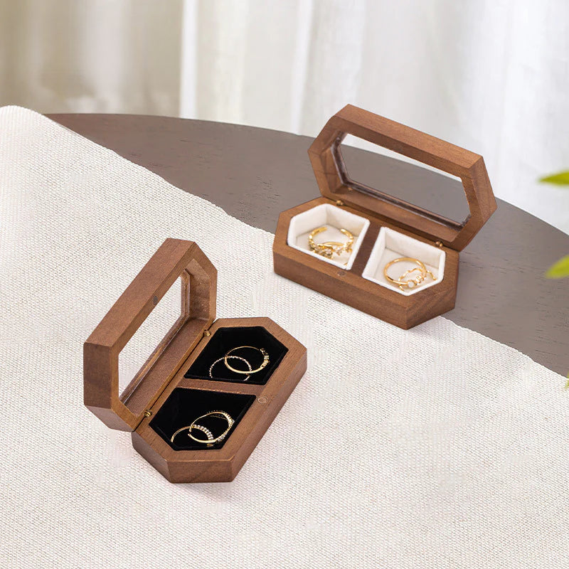 Manufacturer Direct Supply Jewelry Box Wooden Portable Small High-end Ring Earring Jewelry Walnut Solid Wood Jewelry Storage Box David Gold Necklace Jewelry Tiffanydavid gold necklace jewelry Tiffany
