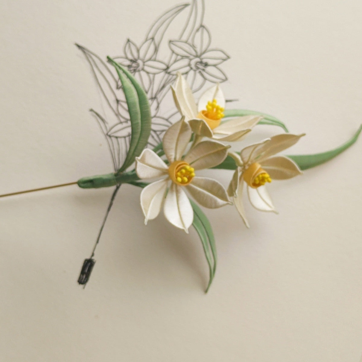 Chinese Intangible Cultural Heritage Woven Flower Finished Product Narcissus Brooch Hanfu Accessory Qipao Accessory Ancient Style Chinese Style Hairpin David Gold Necklace Yurman