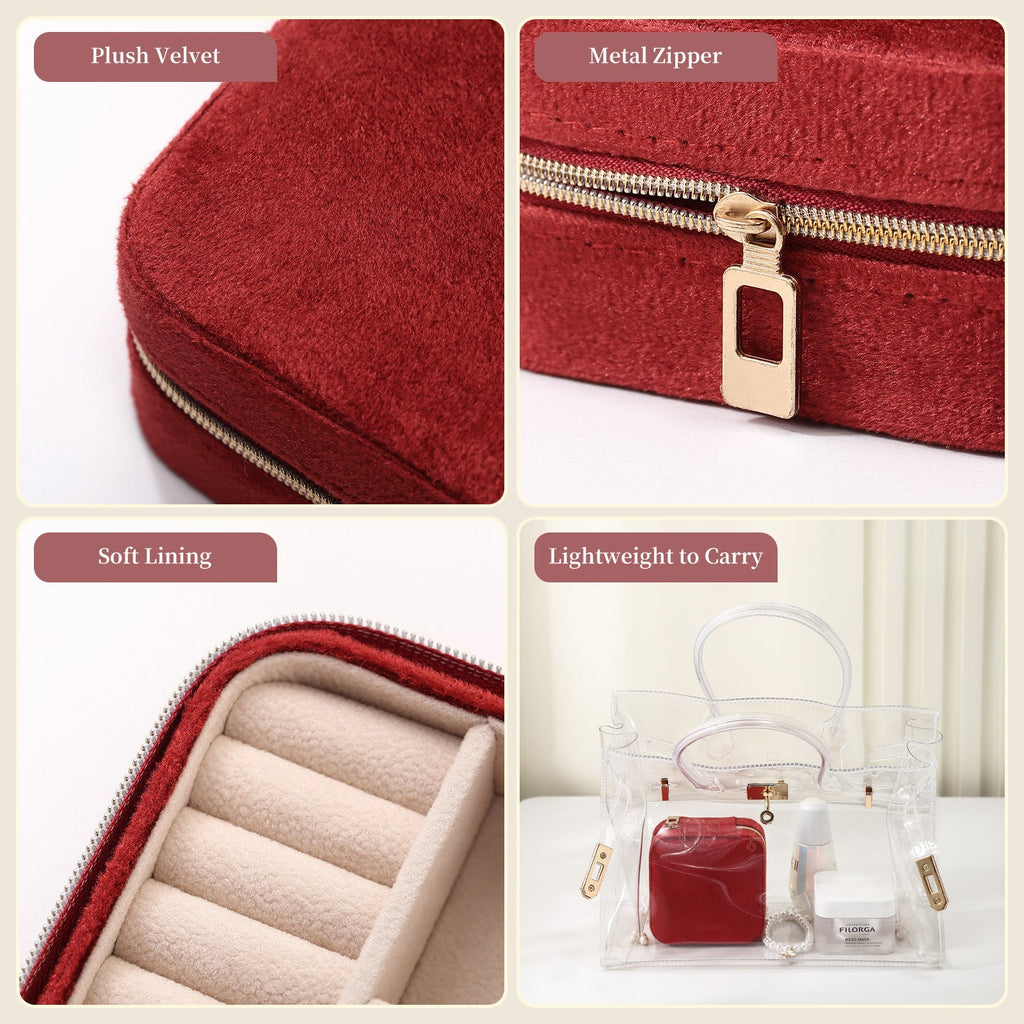 Christmas Gift High-end Velvet Jewelry Box Travel Portable Jewelry Box Earrings Necklace Ring Box Cross-border Jewelry Tiffany Gold Necklace Davidjewelry Tiffany gold necklace david