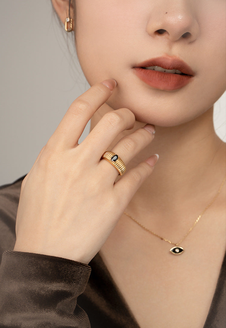 Copper Alloy Synthetic Zircon Ring Elegant Lazy Light Luxury Simple Personality Design Southern France Series Ring Gold Necklace Davidgold necklace david003